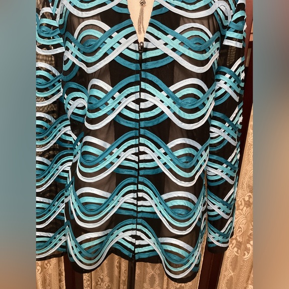WEAVZ WAVY DESIGN OVER BLACK SHEER ZIP UP JACKET - SZ LARGE - Picture 7 of 12